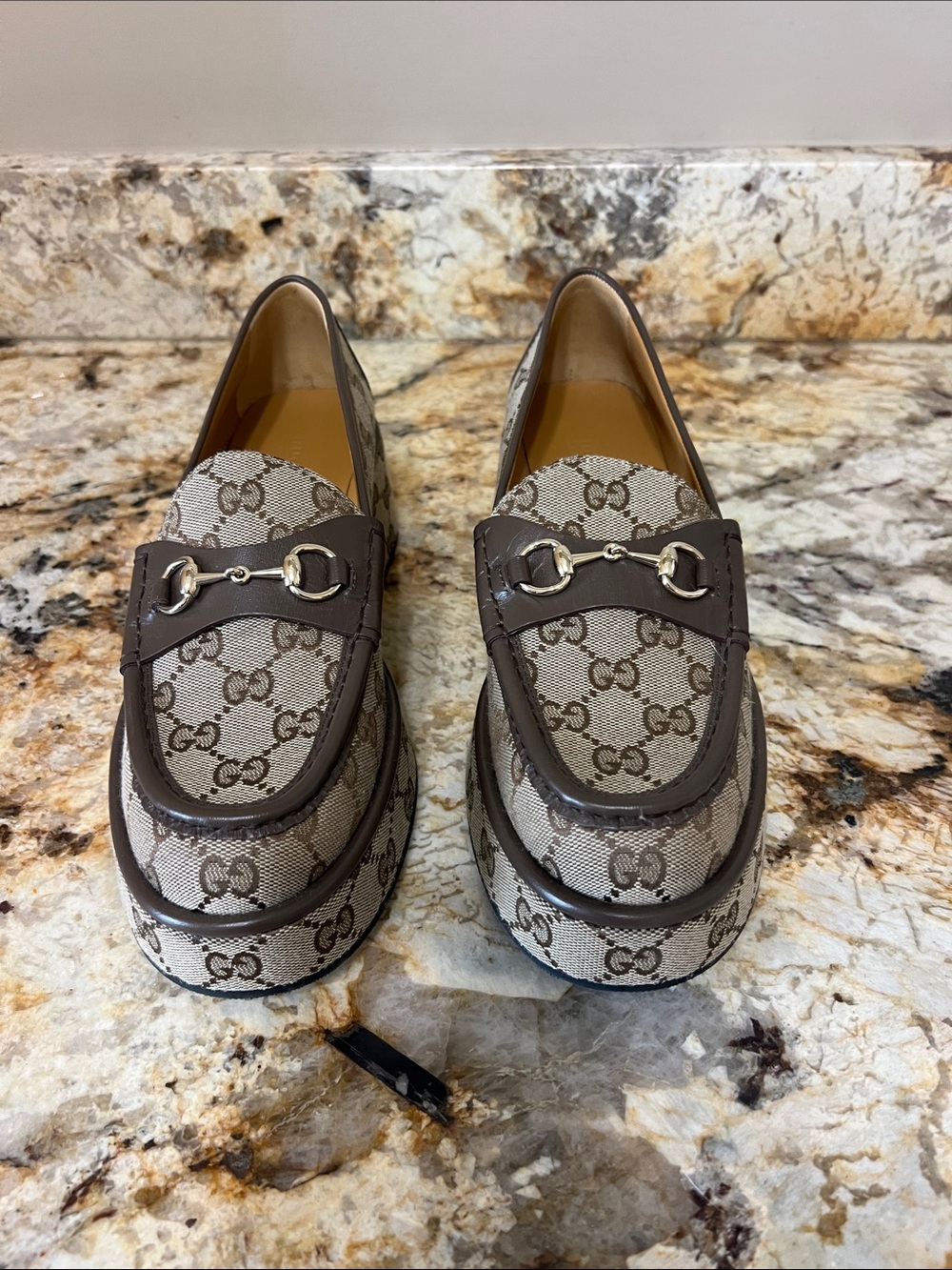 Gucci GG Canvas Horsebit Platform Loafers 39.5